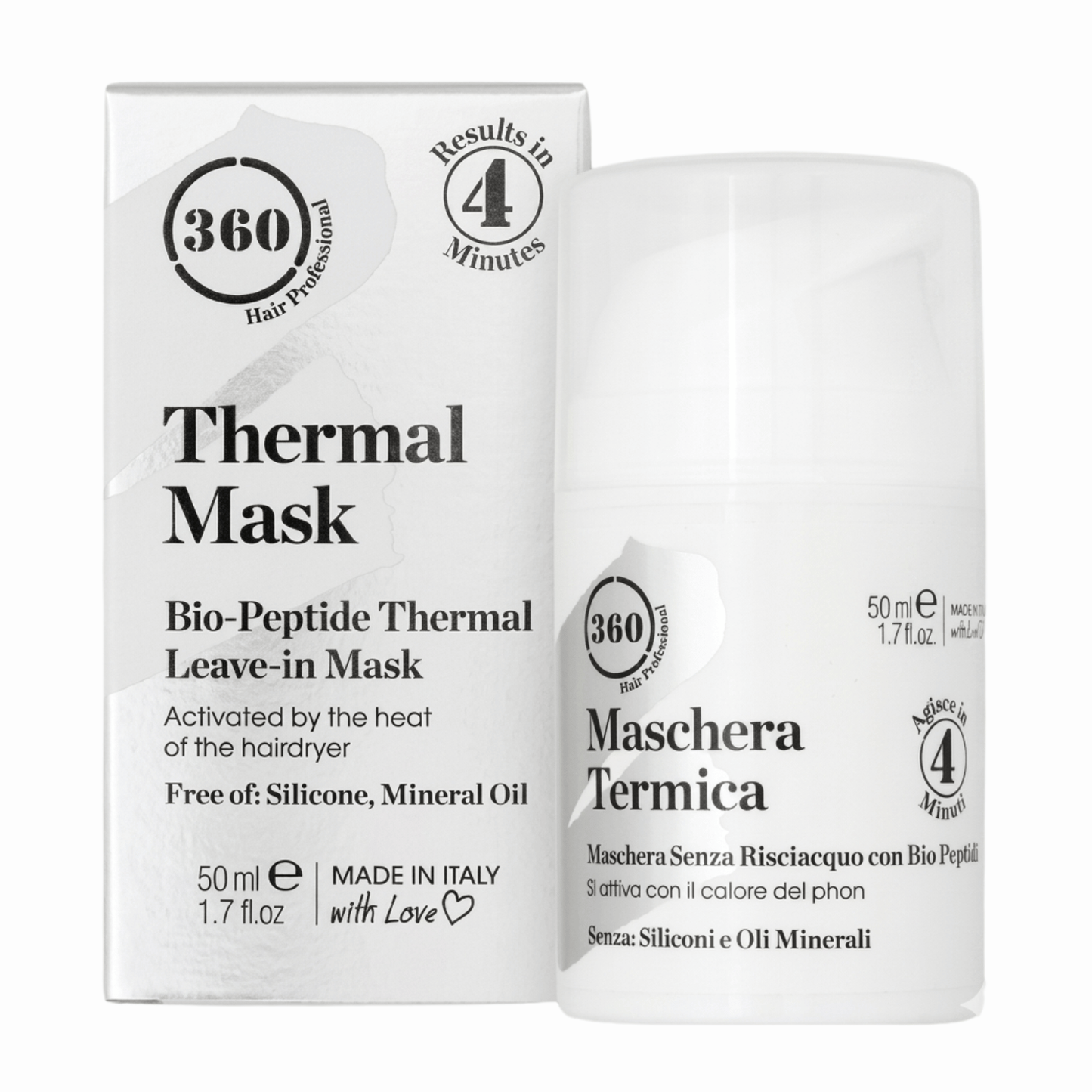 360 Thermal Mask packaging with product container on a white background